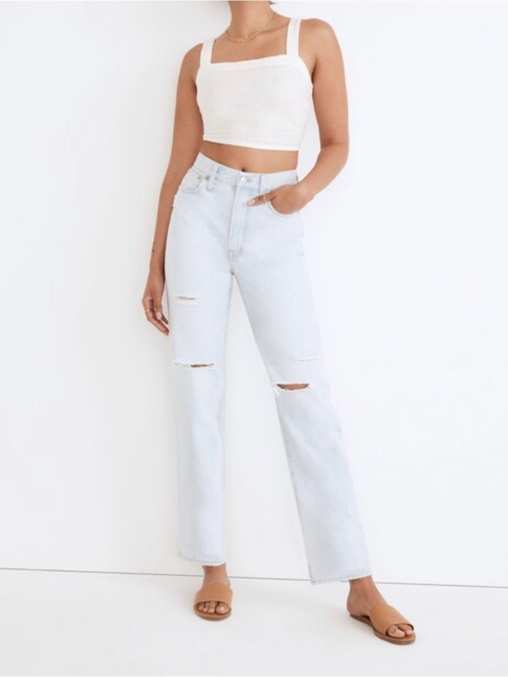 Madewell The Perfect Vintage Straight Jean in Pearse Wash: Destructed Edition
